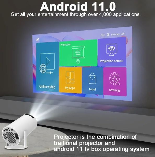 Portable Mini Projector 4K Wi Fi Android