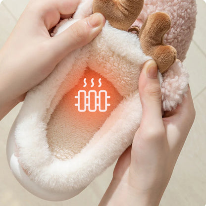 Christmas Elk Winter Slippers – Cozy Soft Slip-On House Shoes