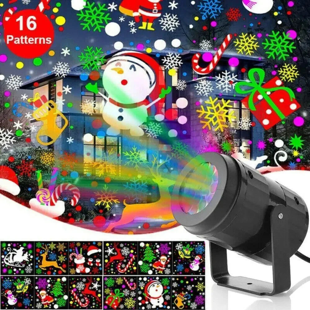 Snowflake Projector LED Christmas Party Lights – Rotating Holiday Patterns for Outdoor Garden Decor