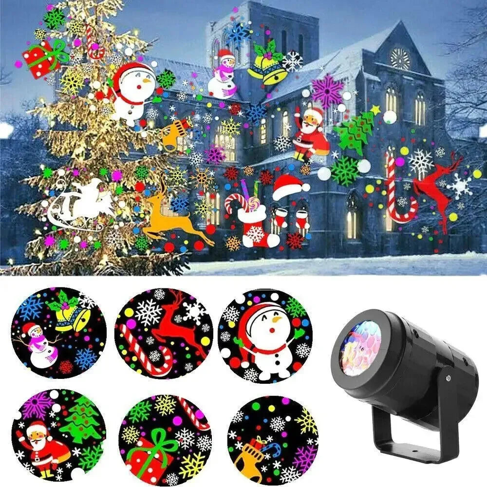 Snowflake Projector LED Christmas Party Lights – Rotating Holiday Patterns for Outdoor Garden Decor