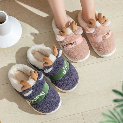 Christmas Elk Winter Slippers – Cozy Soft Slip-On House Shoes