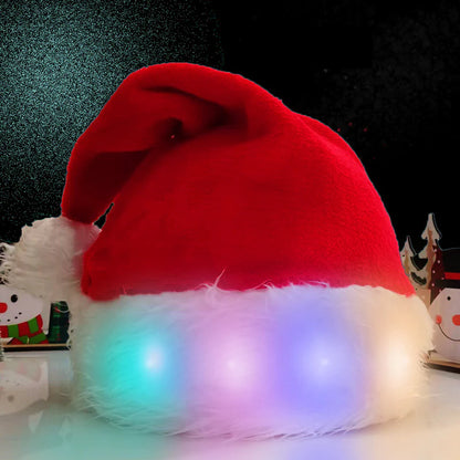 LED Christmas Hat - Plush Santa Hat with Luminous Lights for Kids & Adults